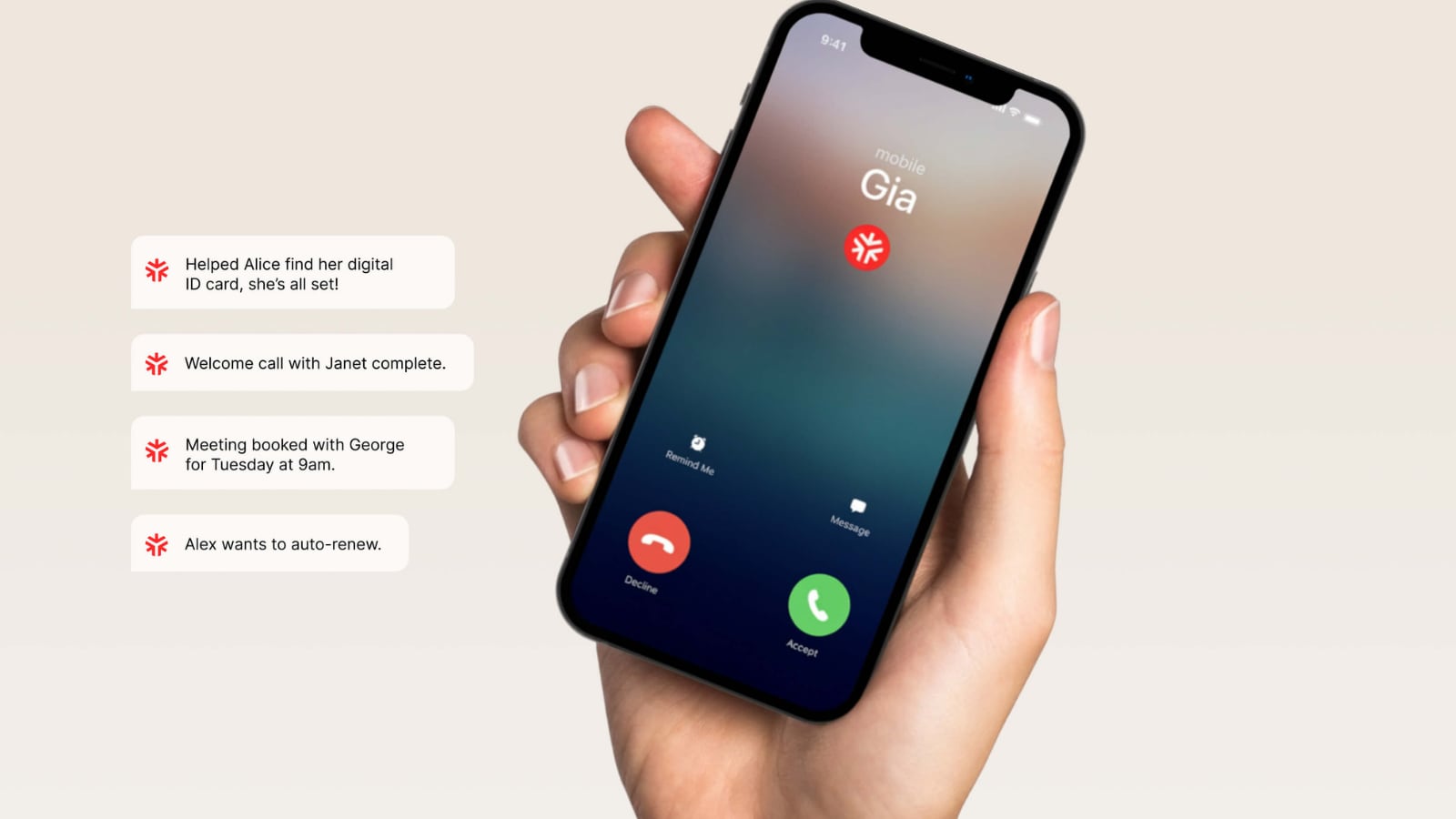 Gyde: an AI assistant handling an incoming call