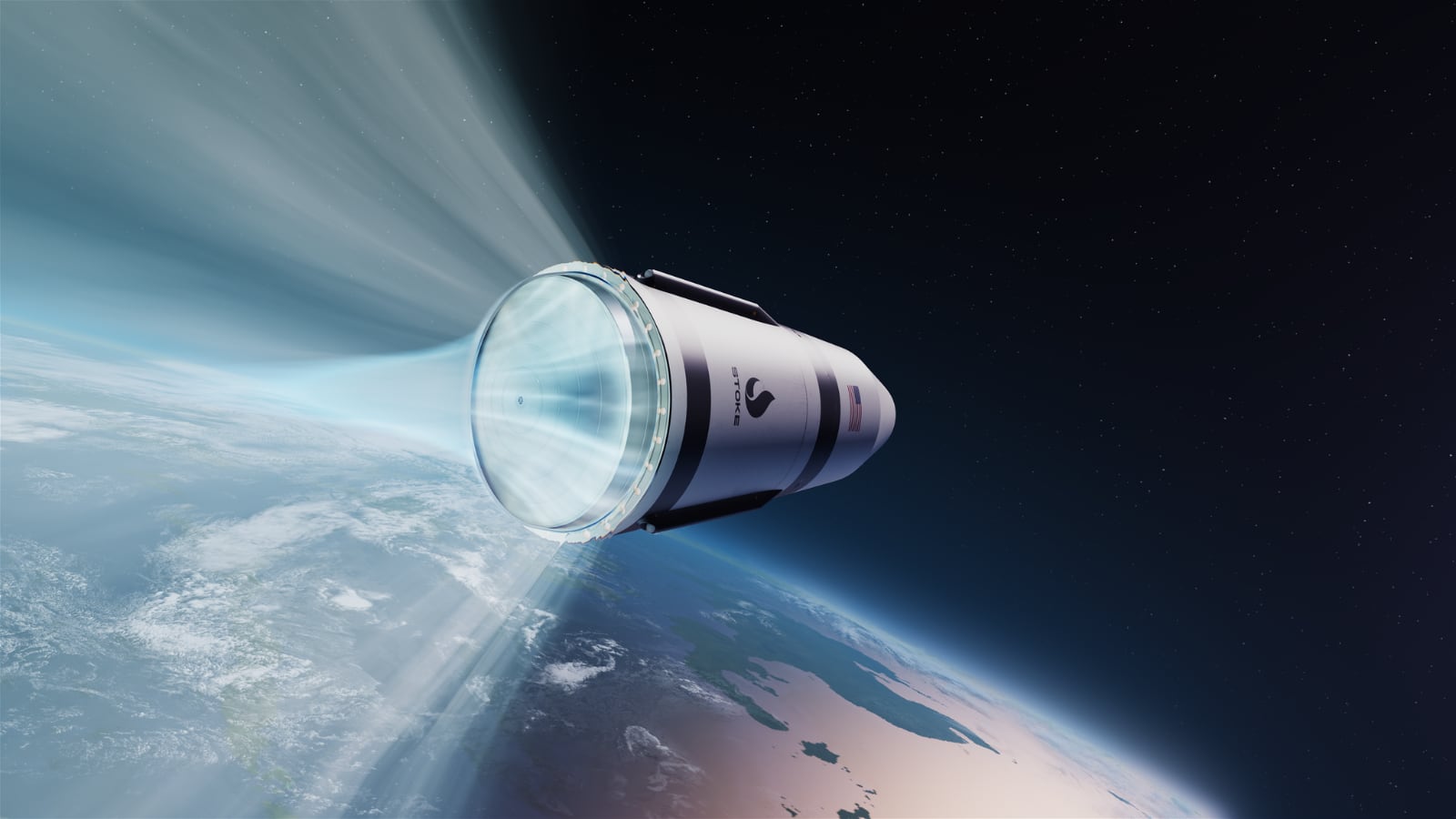 Stoke Space: rocket engine exhaust during a test